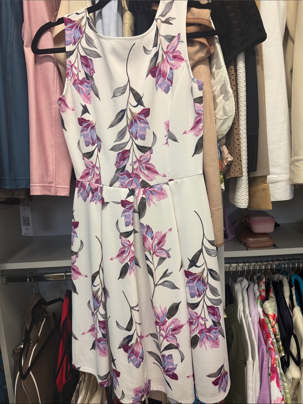 Gilli White Dress with Brown Floral Accents